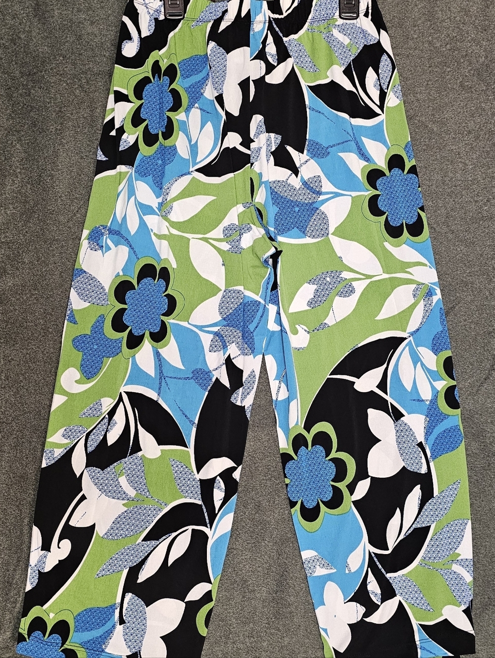 Relaxed Floral Wide-Leg Pants - Blue & Green